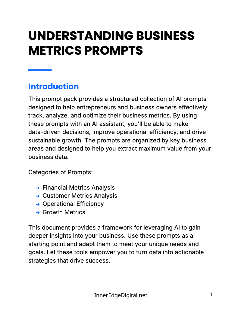 UNDERSTANDING BUSINESS METRICS - BUNDLE