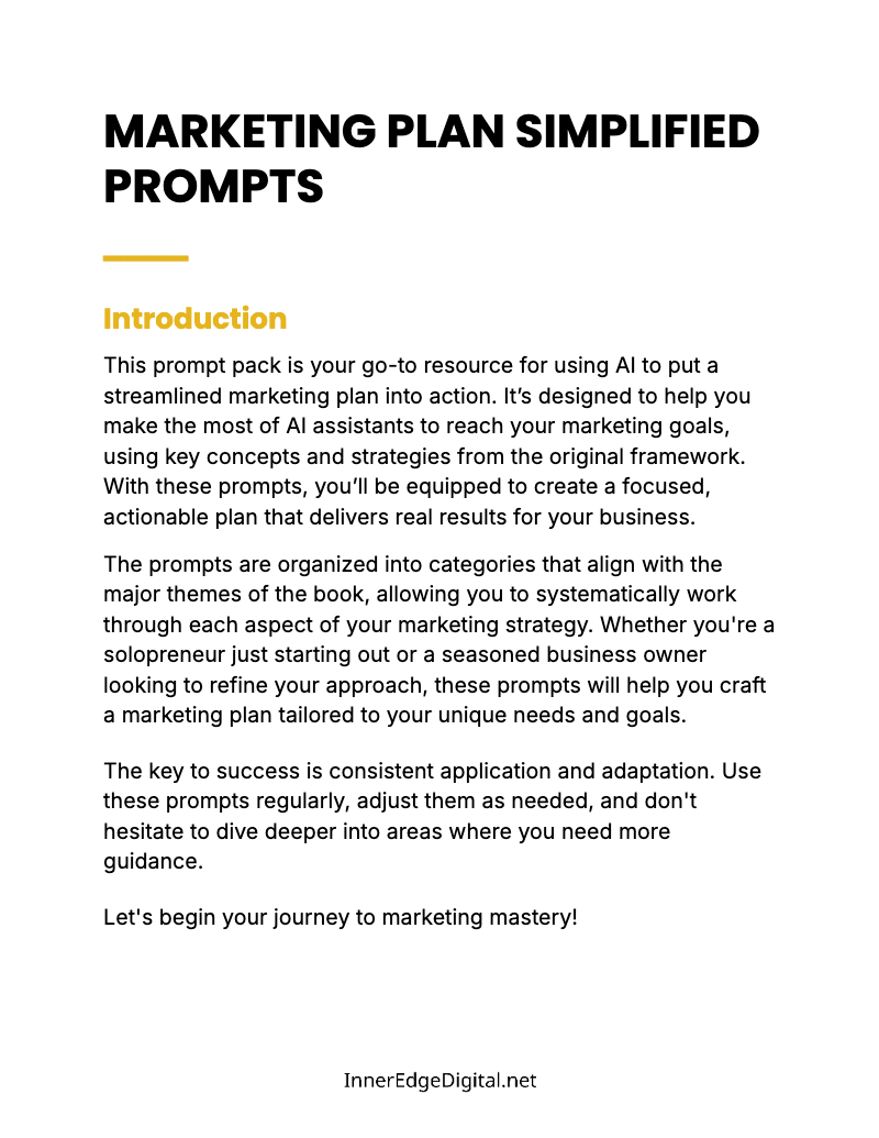 MARKETING PLAN SIMPLIFIED - BUNDLE