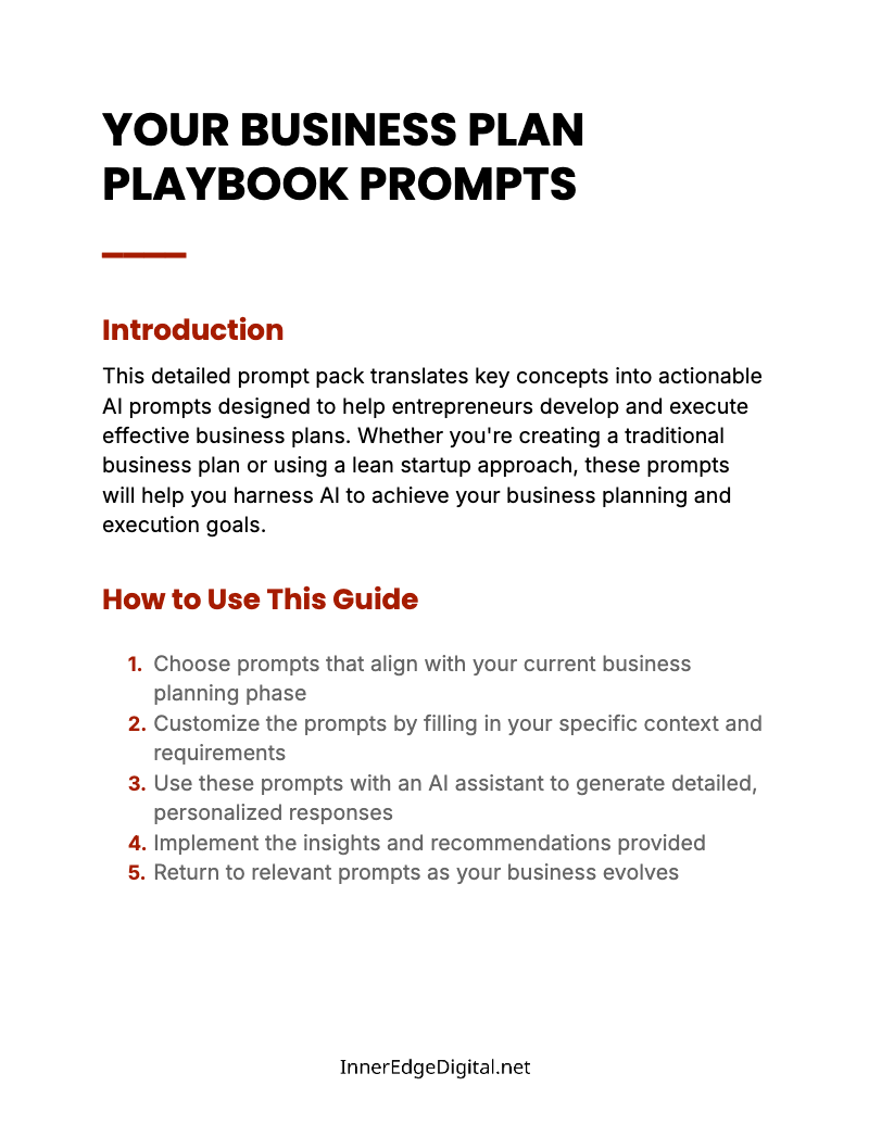 BUSINESS PLAN PLAYBOOK - BUNDLE