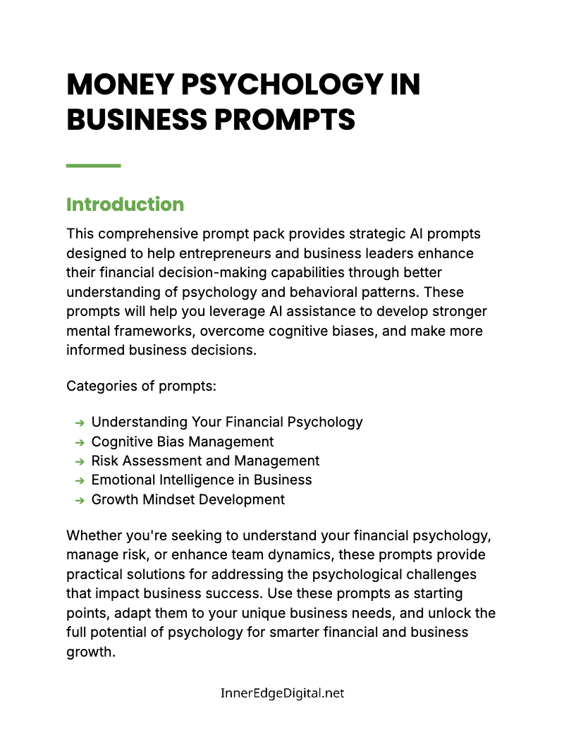 MONEY PSYCHOLOGY IN BUSINESS - BUNDLE
